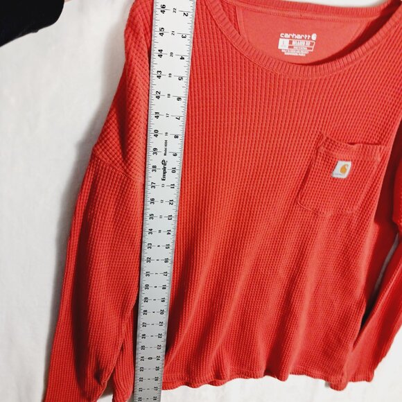 Carhartt, Relaxed Fit Waffle Thermal Long Sleeve, Front Pocket w/ Logo, L 12/14 - Picture 10 of 16